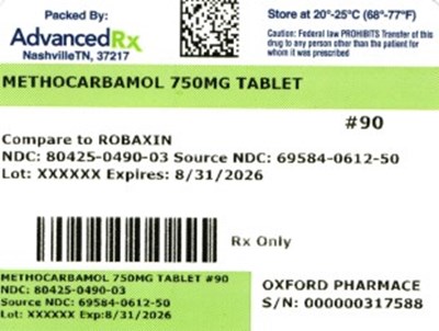 Methocarbamol 750mg #90 - Methocarbamol 750mg 80425 0490 03